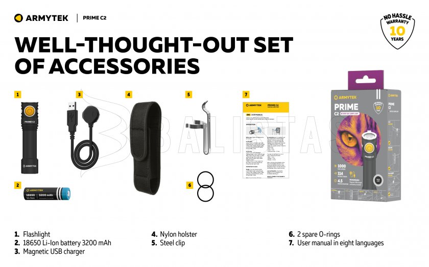 Lampe de poche Armytek Prime C2 - lumière chaude