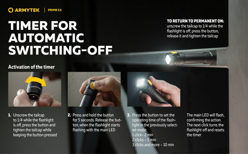 Lampe de poche Armytek Prime C2 - lumière chaude