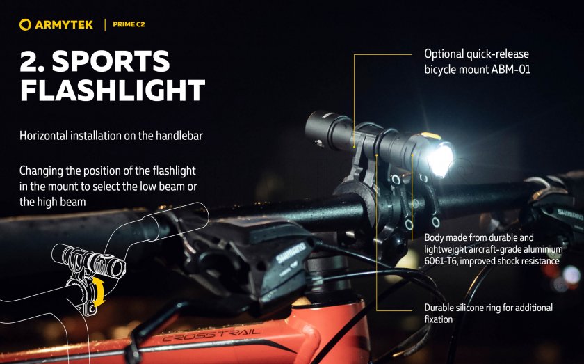 Lampe de poche Armytek Prime C2 - lumière chaude