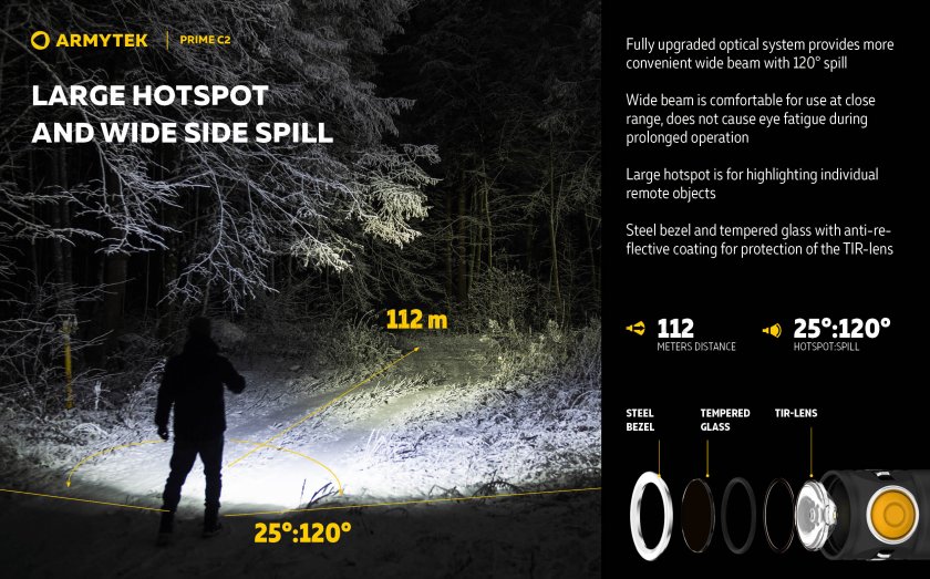 Lampe de poche Armytek Prime C2 - lumière chaude