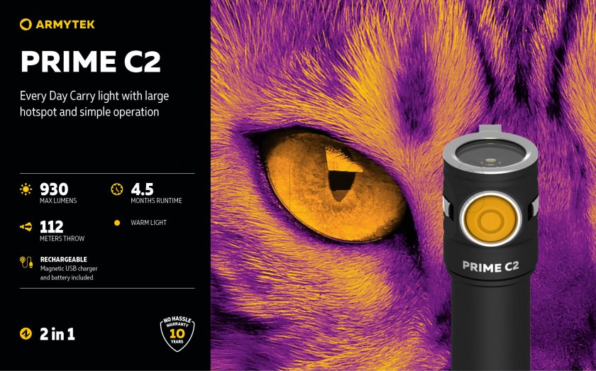 Lampe de poche Armytek Prime C2 - lumière chaude