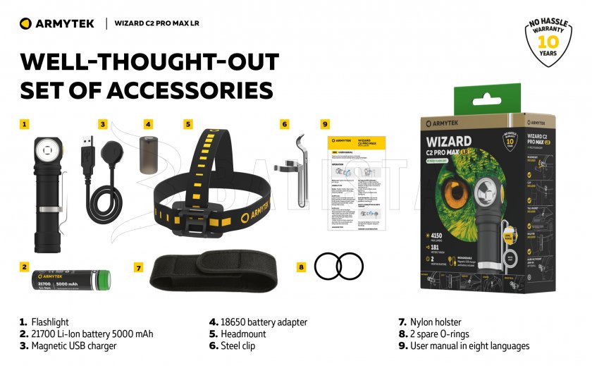 Lampe Armytek Wizard C2 Pro MAX LR lumière froide