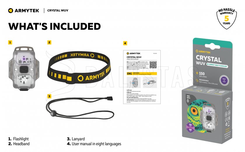 Armytek Lampe de poche multifonction Crystal - gris UV