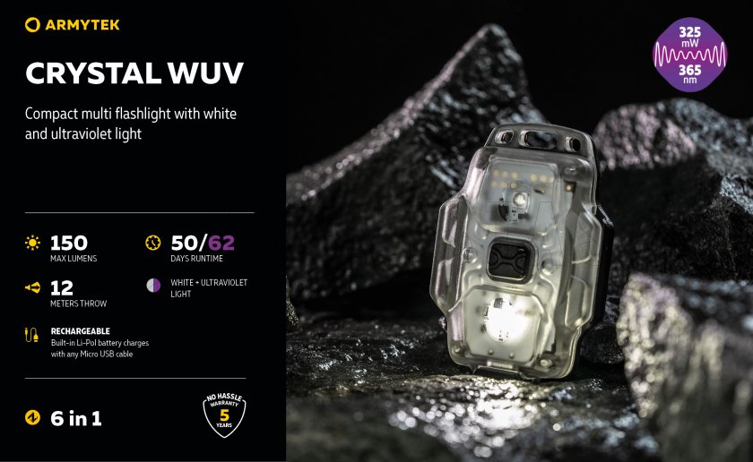 Armytek Lampe de poche multifonction Crystal - gris UV