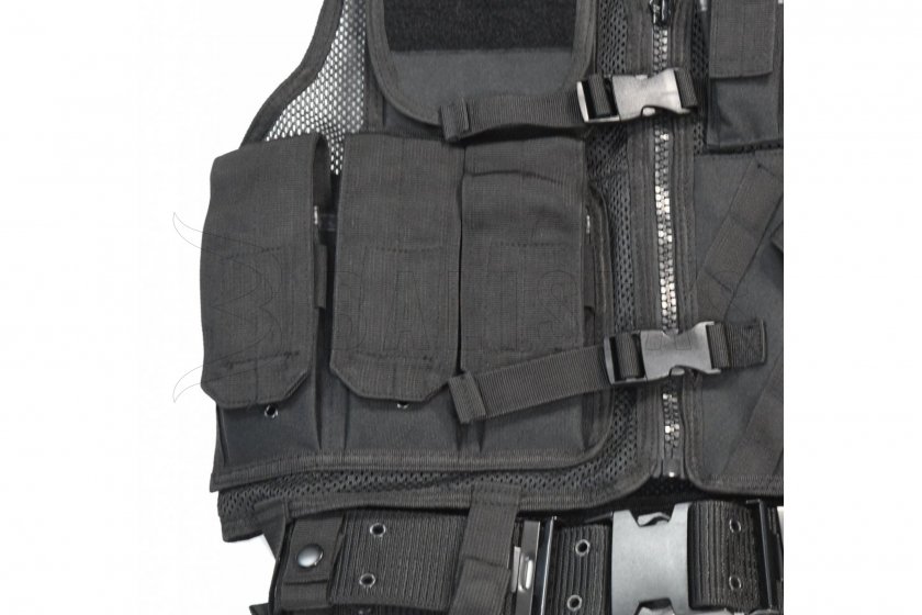 Gilet tactique Mil-Tec CROSSDRAW USMC noir