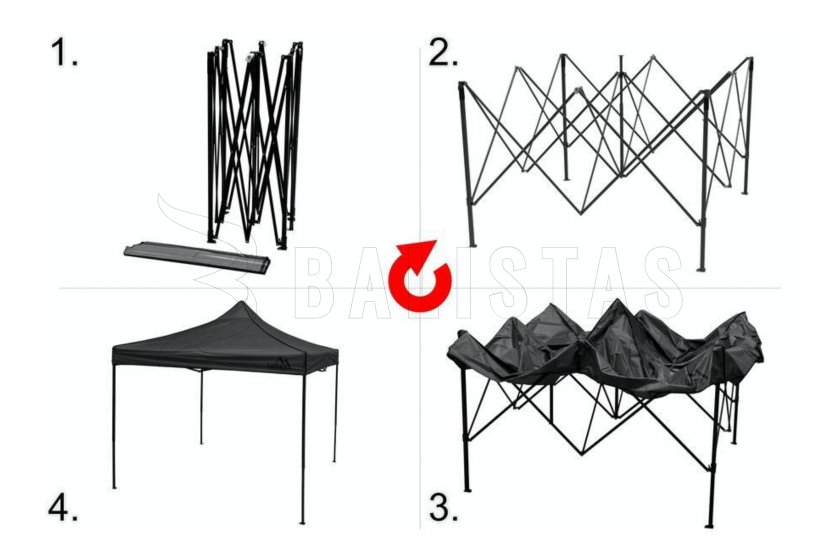 Tente pliante de fête 3x3m grise WATERPROOF