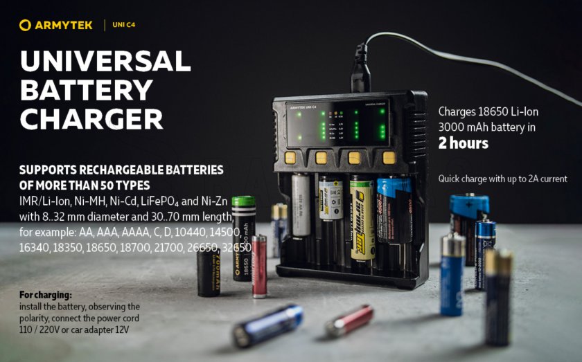 Chargeur Armytek UNI C4 plug type C