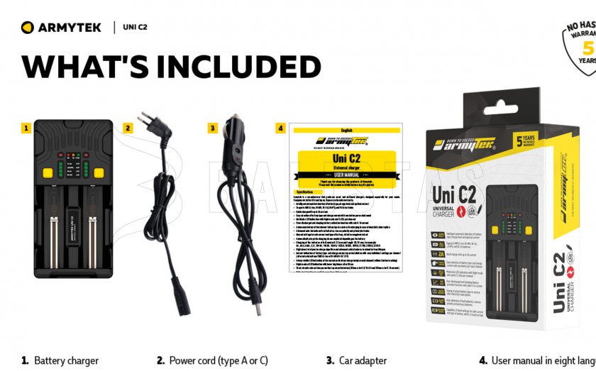 Chargeur Armytek UNI C2 plug type C