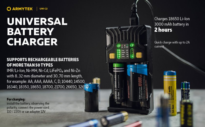 Chargeur Armytek UNI C2 plug type C