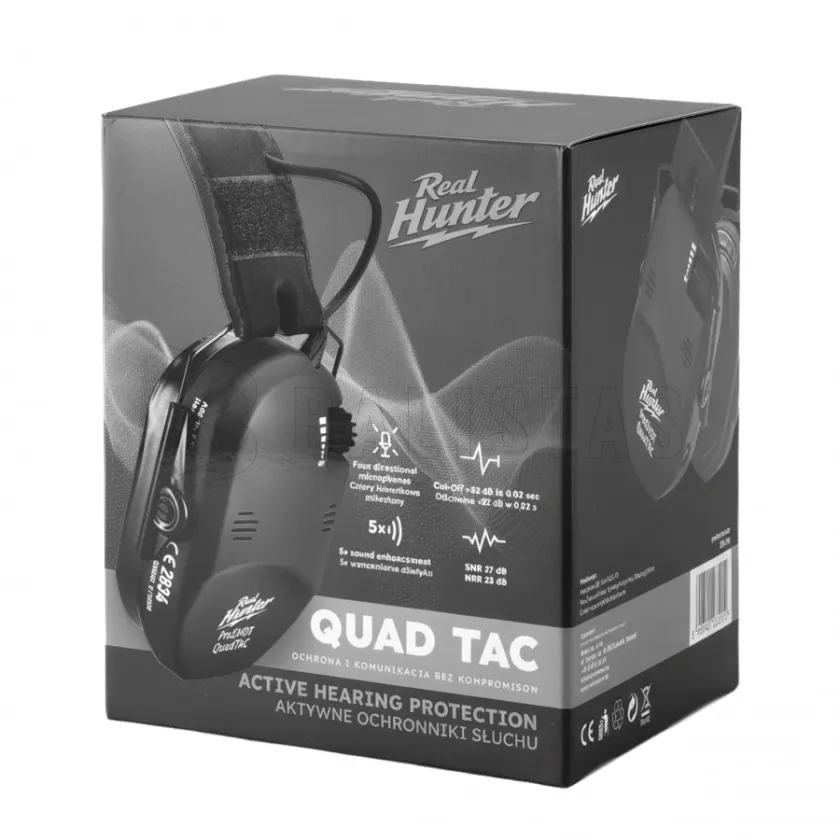 Casque antibruit de tir actif RealHunter Active ProSHOT QuadTAC Noir 9