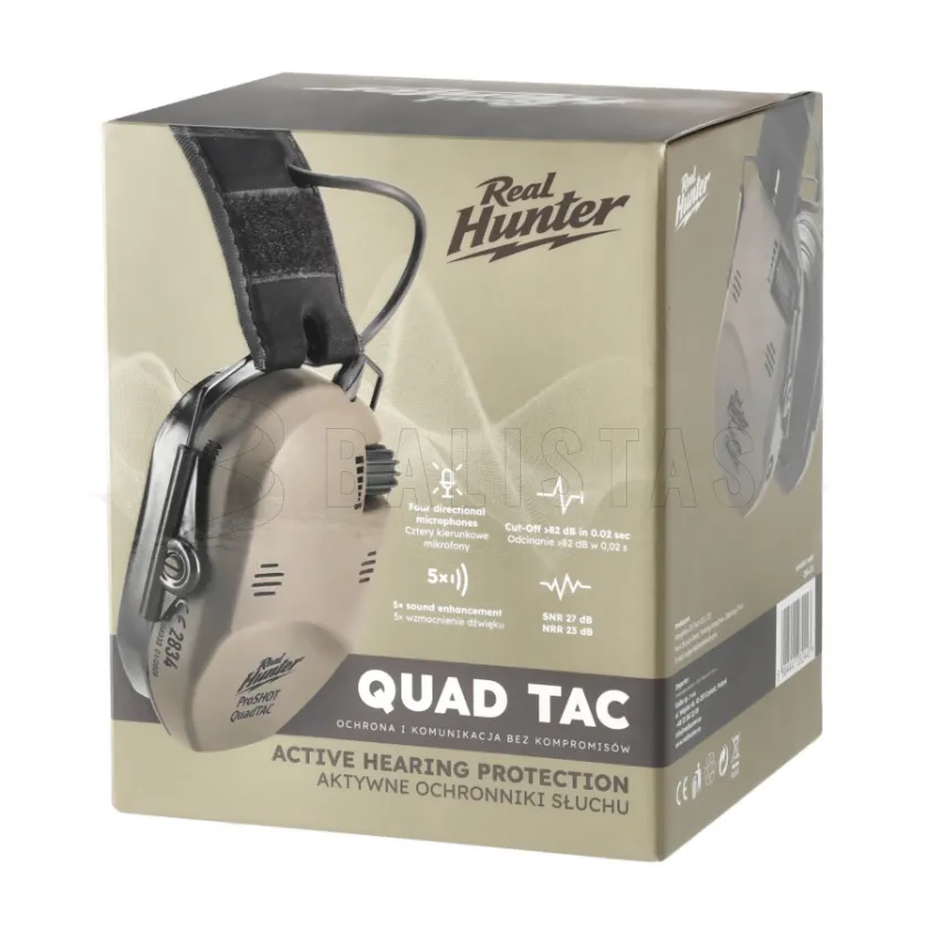 Casque antibruit de tir actif RealHunter Active ProSHOT QuadTAC FDE 9